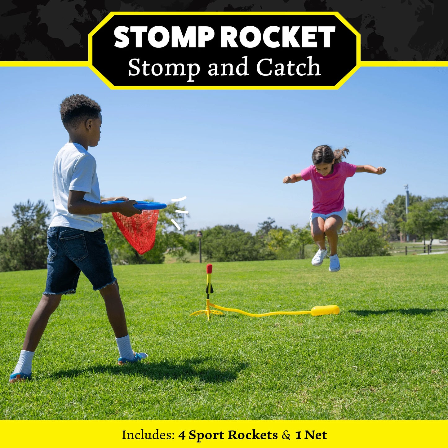 ® Original Stomp and Catch Rocket Game for Kids, 4 Throw Foam Rockets, Catching Net and Adjustable Launcher, Gift for Boys and Girls Ages 5 and Up