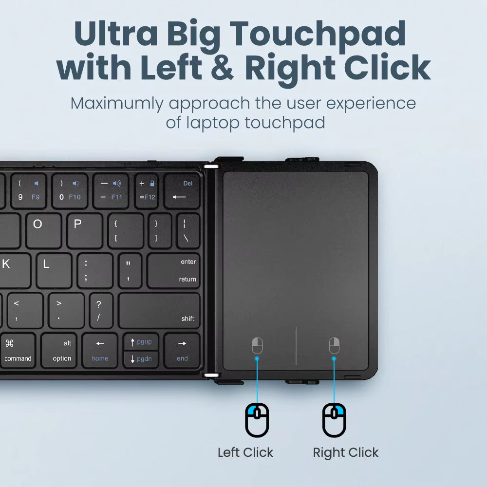 Wireless Folding Keyboard with Touchpad Rechargeable Foldable Bluetooth Keyboard for Tablet Ipad Iphone