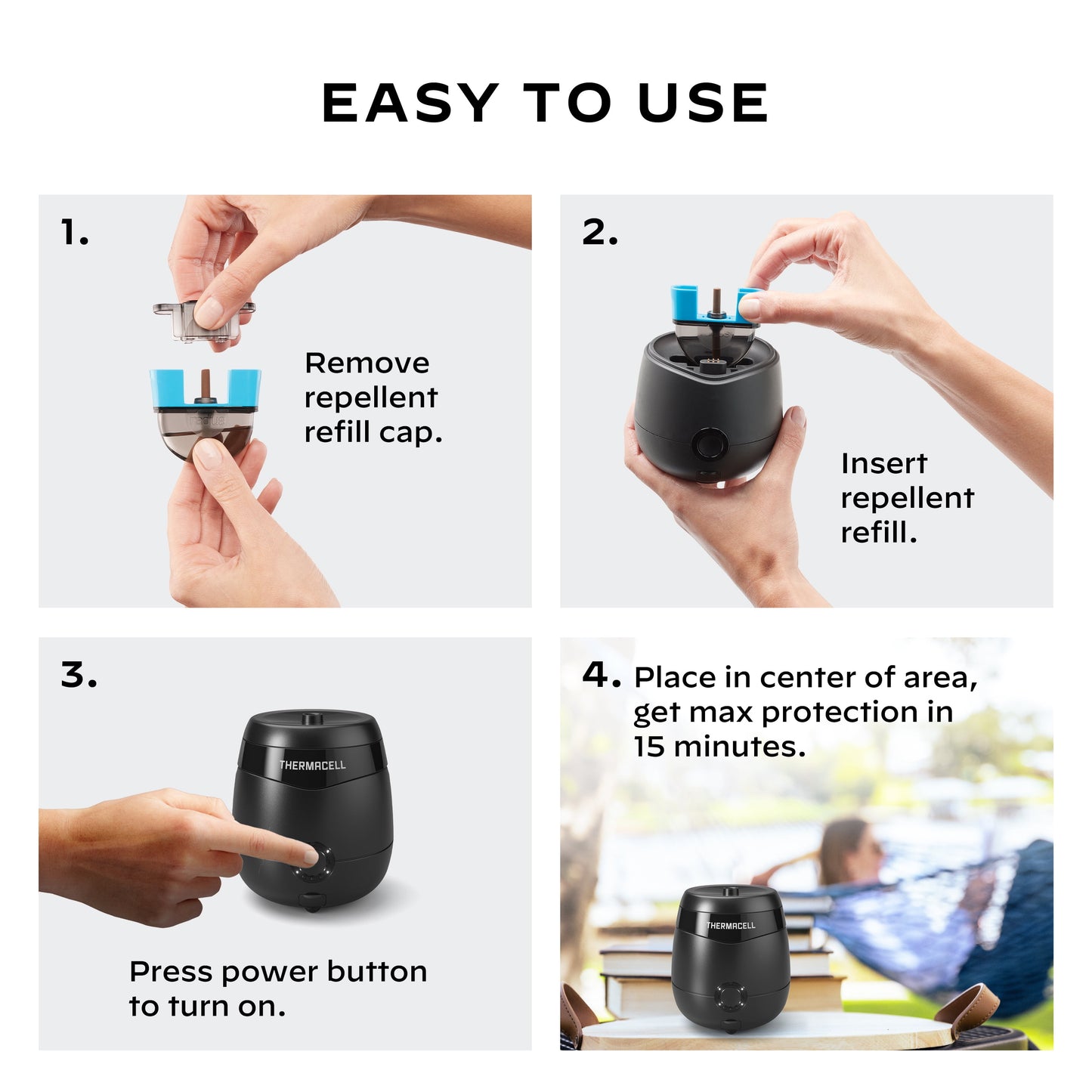 Rechargeable E65 Mosquito Repellent with 36-Hour Refill, Charging Dock, and USB Cable
