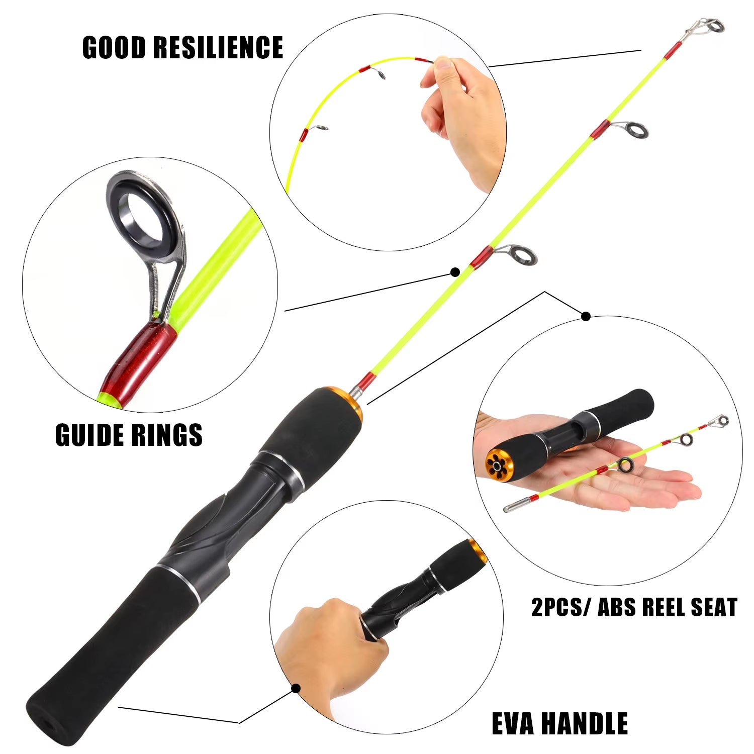 Ultralight Winter Ice Fishing Rod Portable Winter Ice Fishing Rod Spinning Casting Ice Winter Fishing Pole Tackle