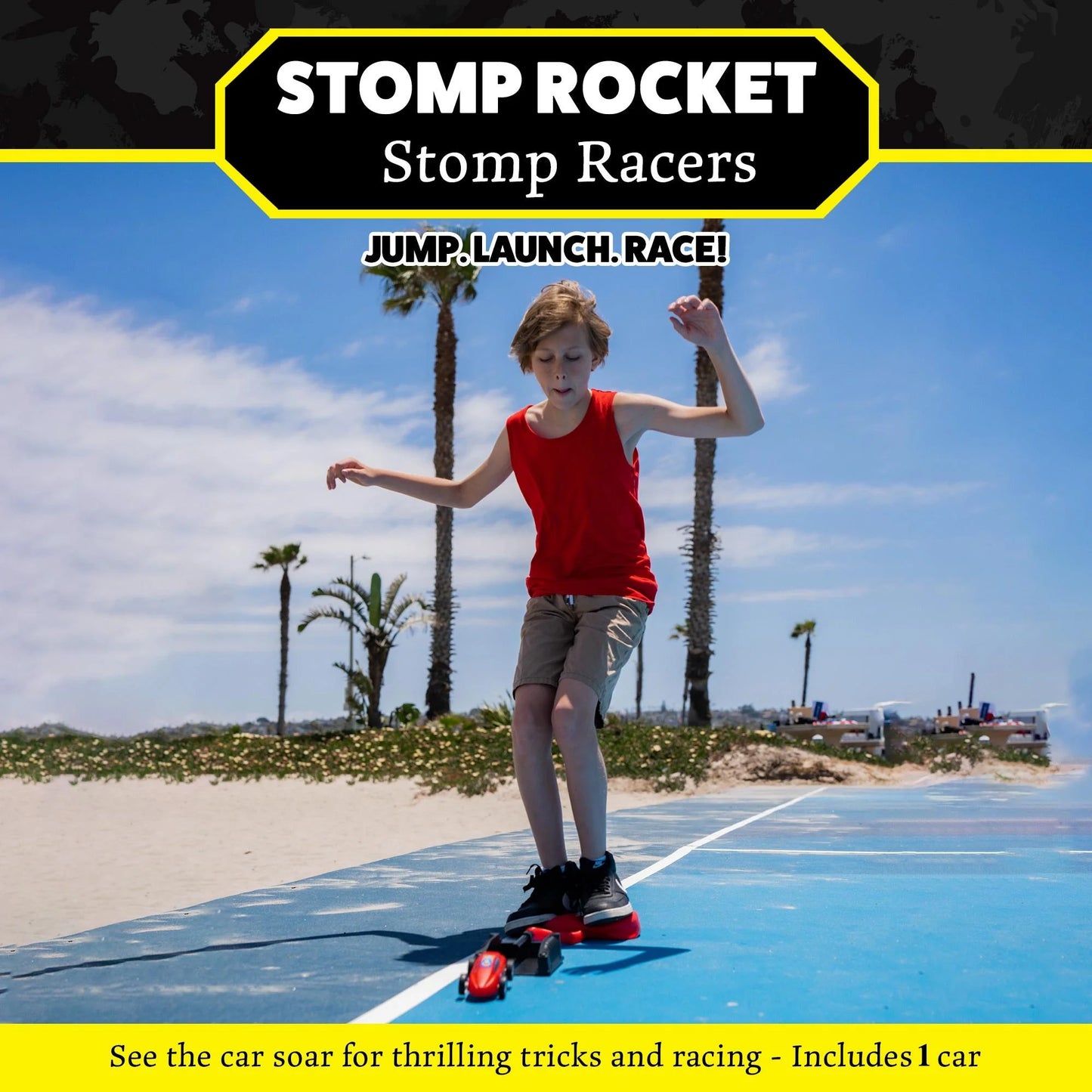 Stomp Racers Air Powered Cars by - Includes 1 Race Car and Launcher, Fun Outdoor Toys for Boys and Girls Ages 5 and Up