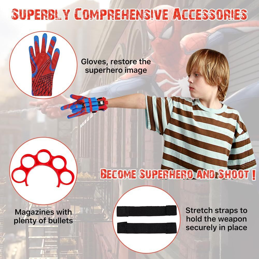 2X Spider Man Glove Cosplay Launcher Spider String Web Shooter Toys for Children
