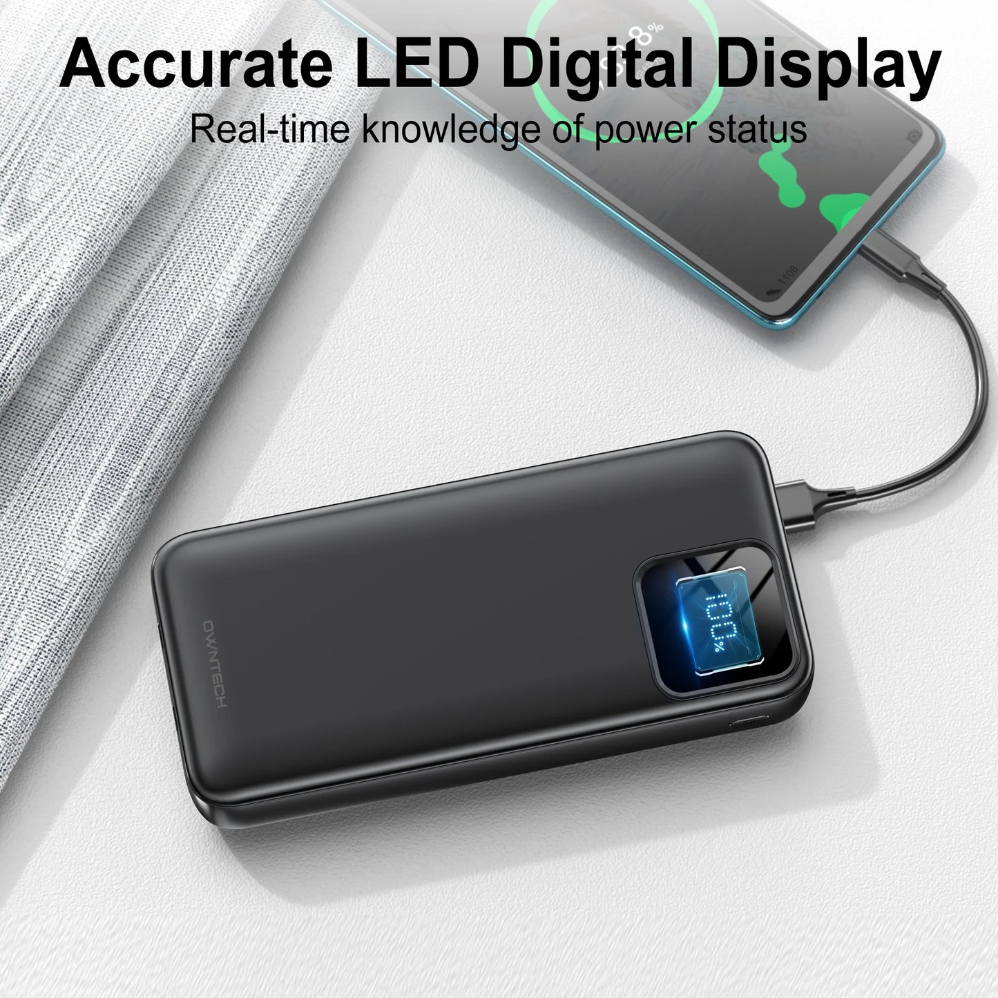 20000Mah Portable Charger Power Bank,22.5W Fast Charging Battery Pack with Built in Cables High Speed Power Bank for Iphone 15/14/13 Series, Android Samsung