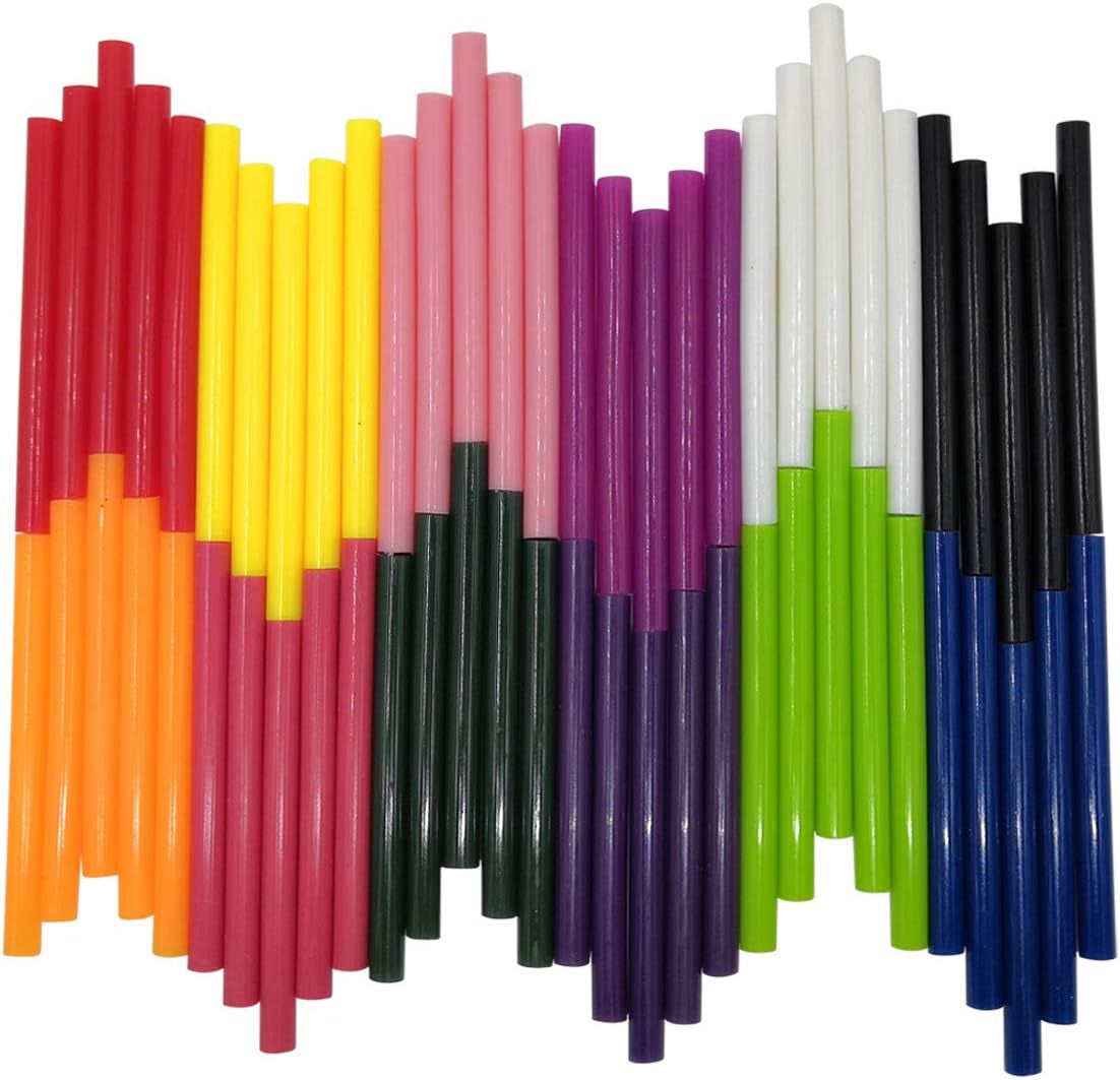 Colored Hot Melt Glue Sticks, Mini Colored Hot Glue Sticks for Arts Crafts, DIY, Home General Repair,Holiday Christmas Gift Crafts,12 Colors,60 Pcs,Diameter 0.28,Length 3.9\