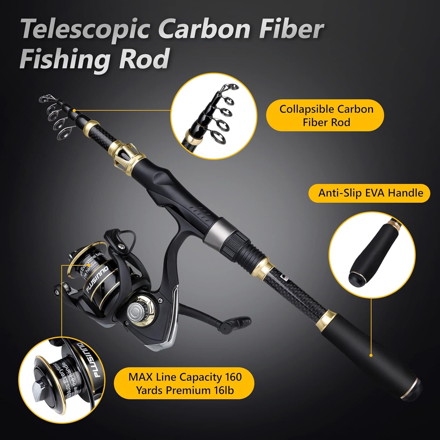 Fishing Rod and Reel Combo,Fishing Pole,Telescopic Fishing Rod Kit with Spinning Reel, Telescopic Fishing Pole with Carrier Bag for Freshwater Saltwater for Men Women