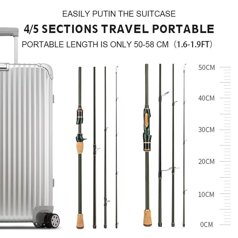 Travel Rod Spinning Casting Carbon Fishing Rod 1.8M/2.1M/2.4M Portable Fishing Rod Good Quality Fishing Tackle MACARS