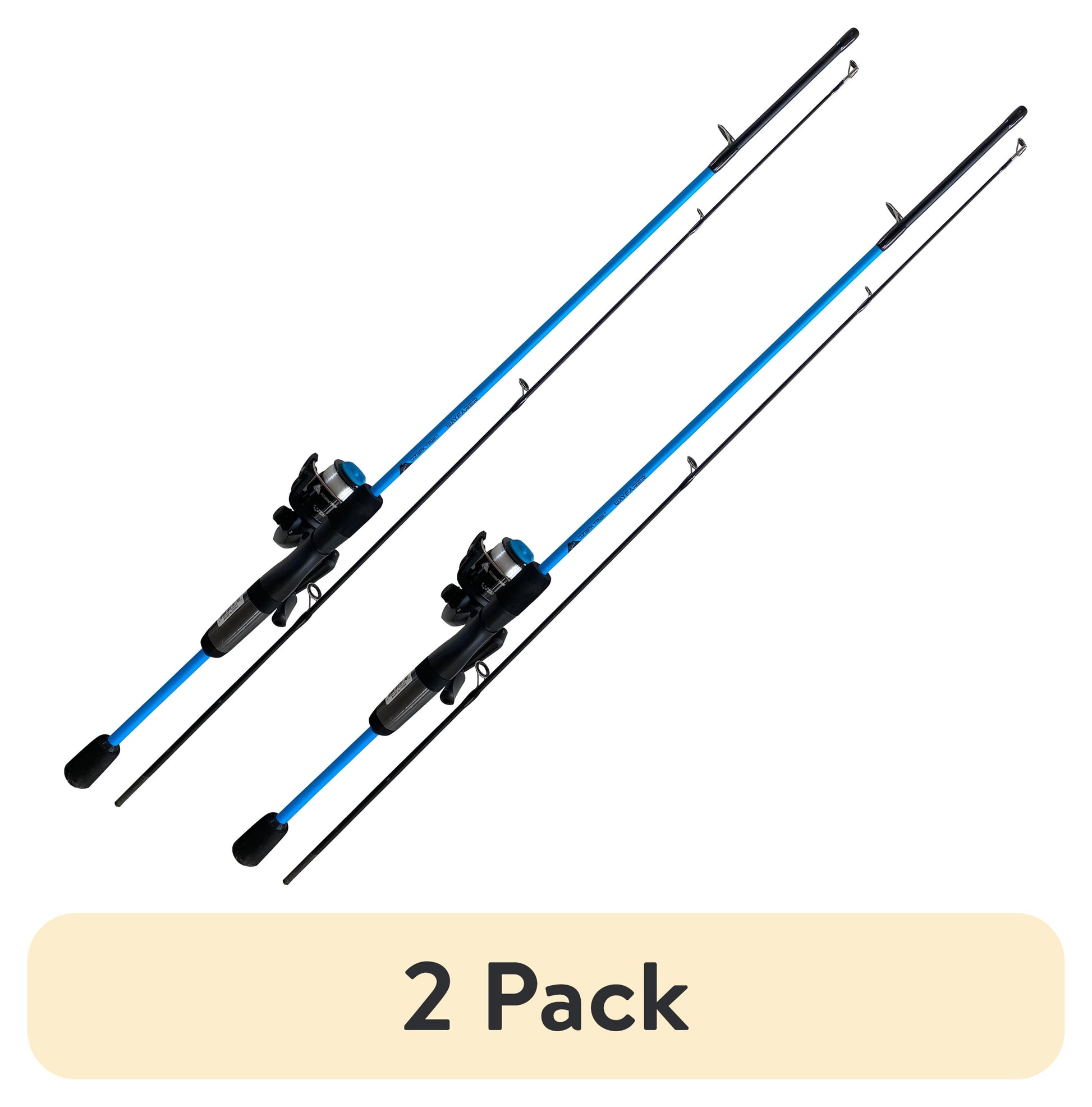 (2 Pack)  Wayfarer Spinning Fishing Rod and Reel Combo, 5-Foot 6-Inch 2-Piece Rod, Size 80 Reel, Left/Right Hand Retrieve, Blue