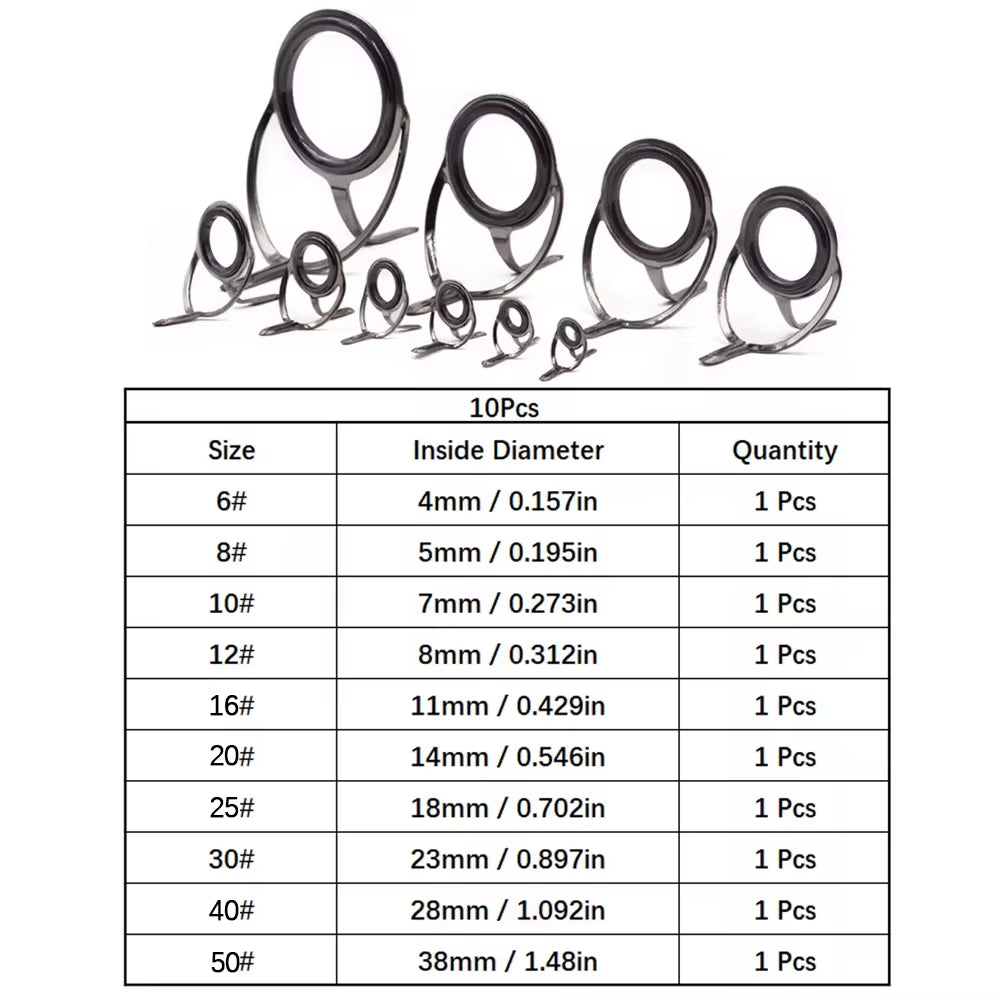 Fishing Rod Guide 9~200Pcs Stainless Steel Ceramics Rings Rod Repair Kit Spinning Casting Mixed Size Replacement Accessories