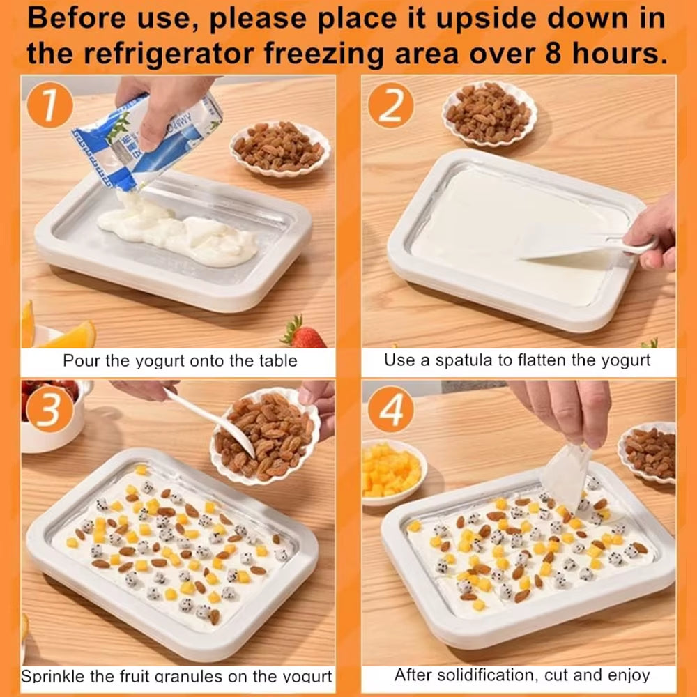 Ice Cream Maker Pan with 1 Scraper Instant Rolled Ice Cream Maker DIY Sorbet Frozen Yogurt Maker