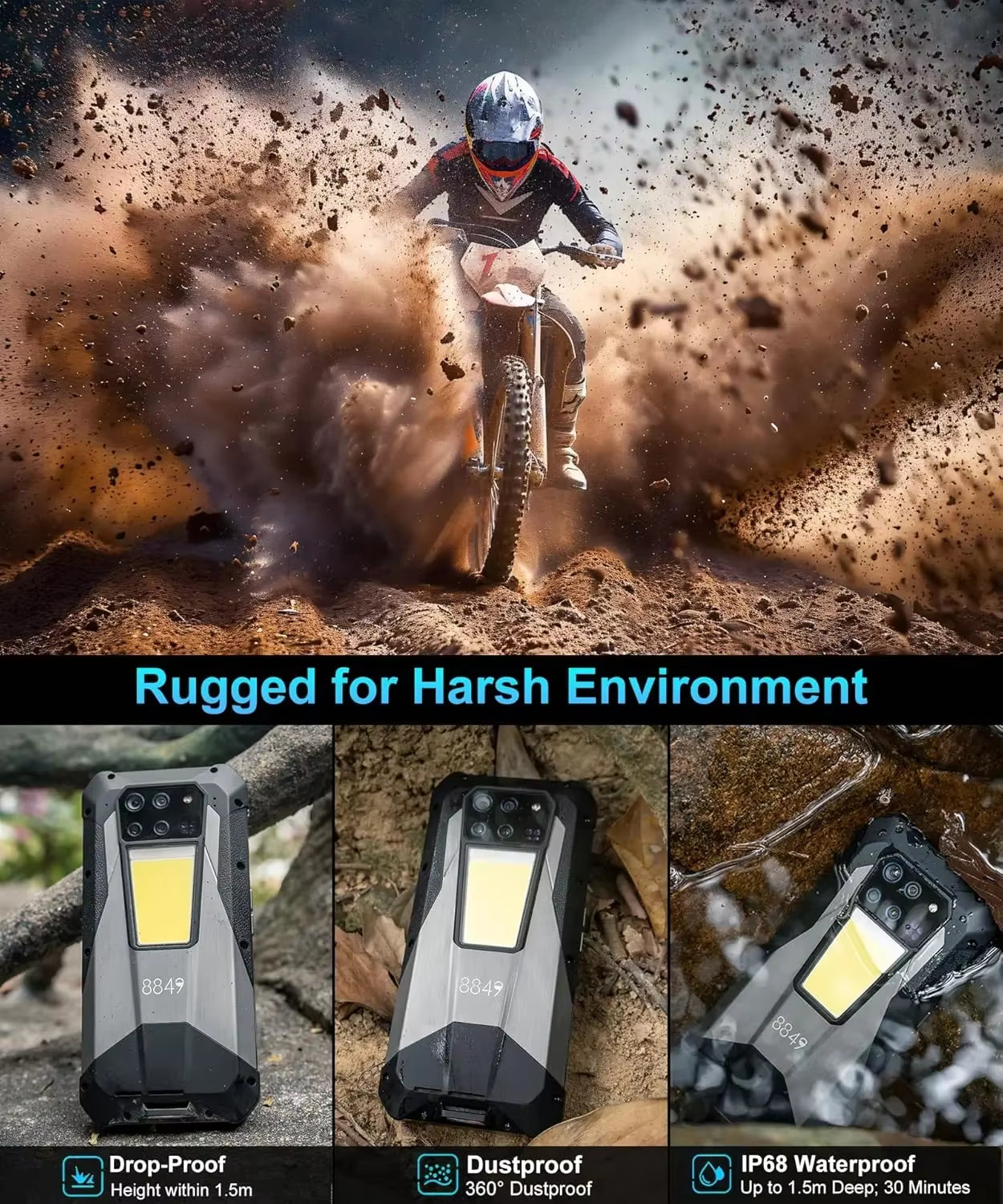 Tank 3 Pro Unihertz Rugged Projector Smartphone 23800Mah 5G Android14 Outdoor Phone 512GB+36GB 120W Fast Charging Dual Sim