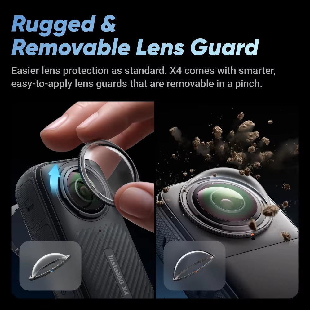 X4 - 8K Waterproof 360 Action Camera, 4K Wide-Angle Video, Invisible Selfie Stick, 135 Min Last,Removable Lens Guards,