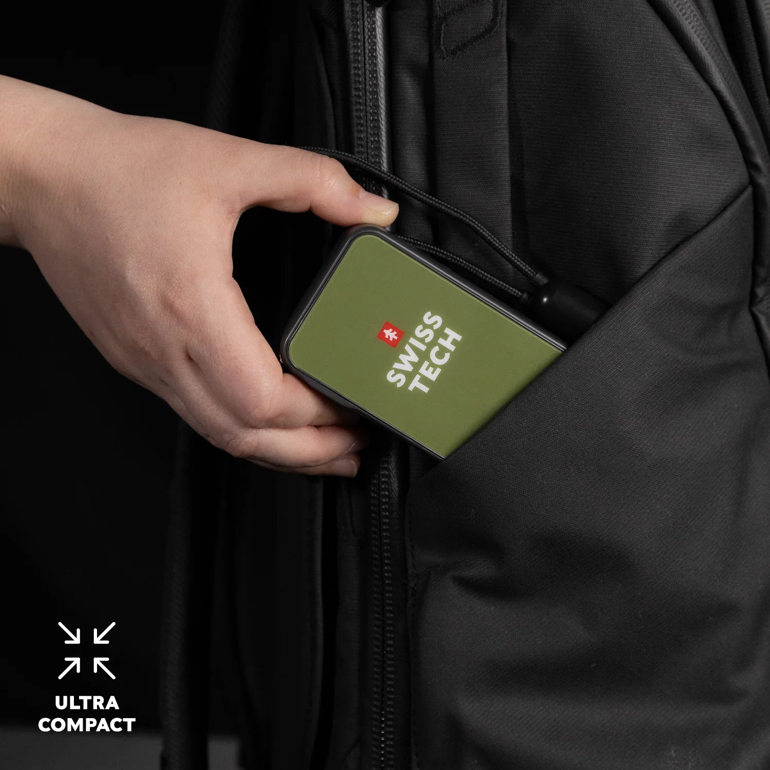 10000 Mah Portable Power Bank, 20W Fast Charge, Built-In Lanyard Charging Cord