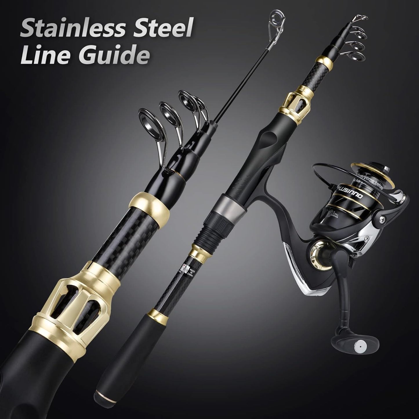 Fishing Rod and Reel Combo,Fishing Pole,Telescopic Fishing Rod Kit with Spinning Reel, Telescopic Fishing Pole with Carrier Bag for Freshwater Saltwater for Men Women