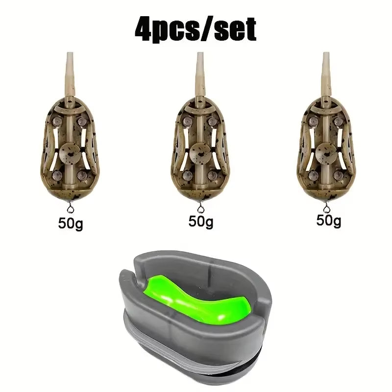 Complete Carp Fishing Feeder Kit - High-Speed Bait Launcher with Mold