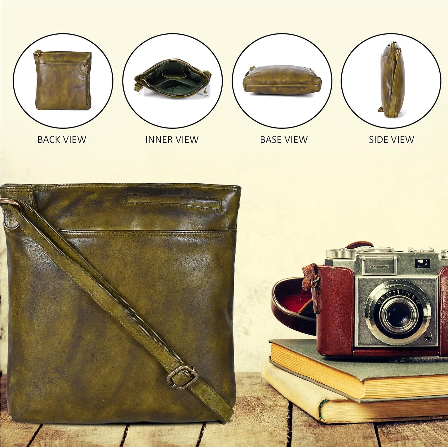 Multi Pockets Handmade Leather Crossbody Handbags & Sling Bag for Men & Women with Detachable Holster