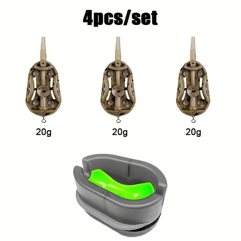 Complete Carp Fishing Feeder Kit - High-Speed Bait Launcher with Mold