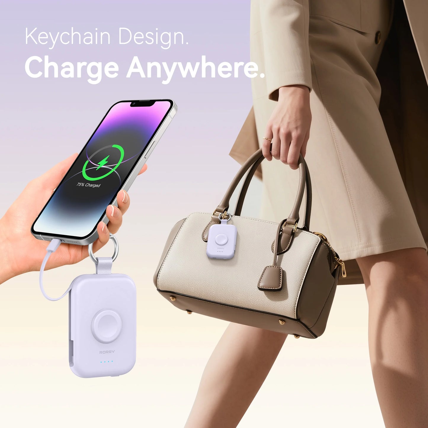 Portable Charger, 5000Mah Power Bank - Apple Watch Charger with Built-In Cables,Travel-Ready Portable Charger for Iphone 17/ 16/15/14 ,Android ,Apple Watch Ultra2/11/10/9/8, White