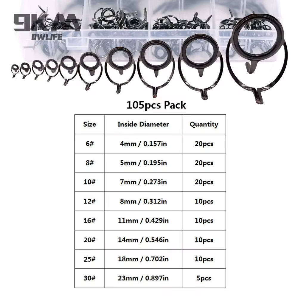 Fishing Rod Guide 9~200Pcs Stainless Steel Ceramics Rings Rod Repair Kit Spinning Casting Mixed Size Replacement Accessories