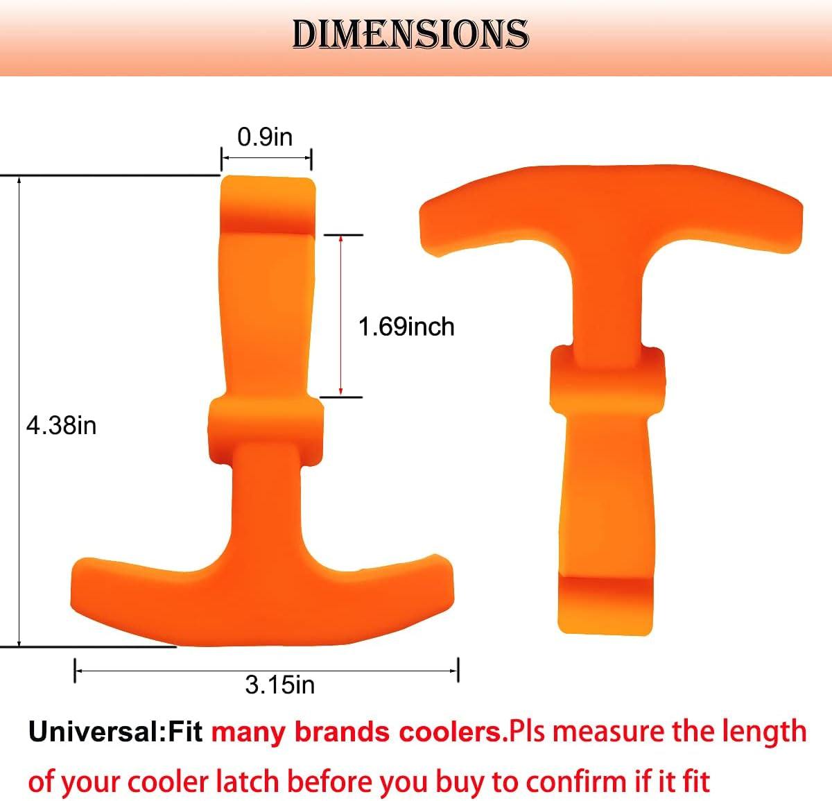 Cooler Drain Plugs & Lid T Latch Straps Replacement for RTIC YETI (2 Orange)