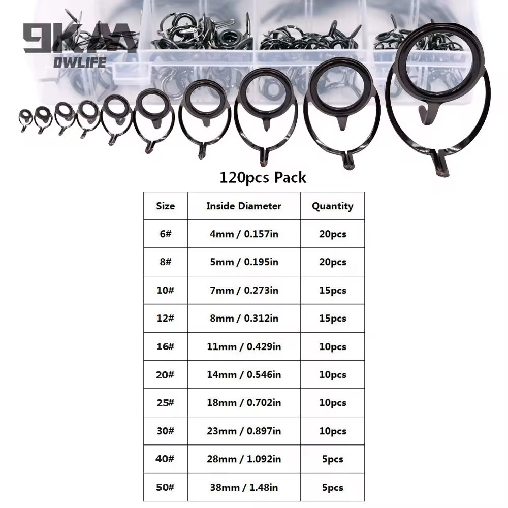Fishing Rod Guide 9~200Pcs Stainless Steel Ceramics Rings Rod Repair Kit Spinning Casting Mixed Size Replacement Accessories