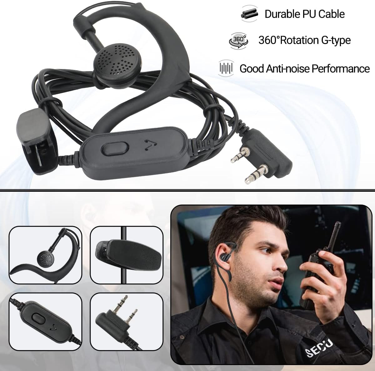 Long Range 100 Mile Walkie Talkie Two Way Radio Charge Headset Waterproof 2 PACK