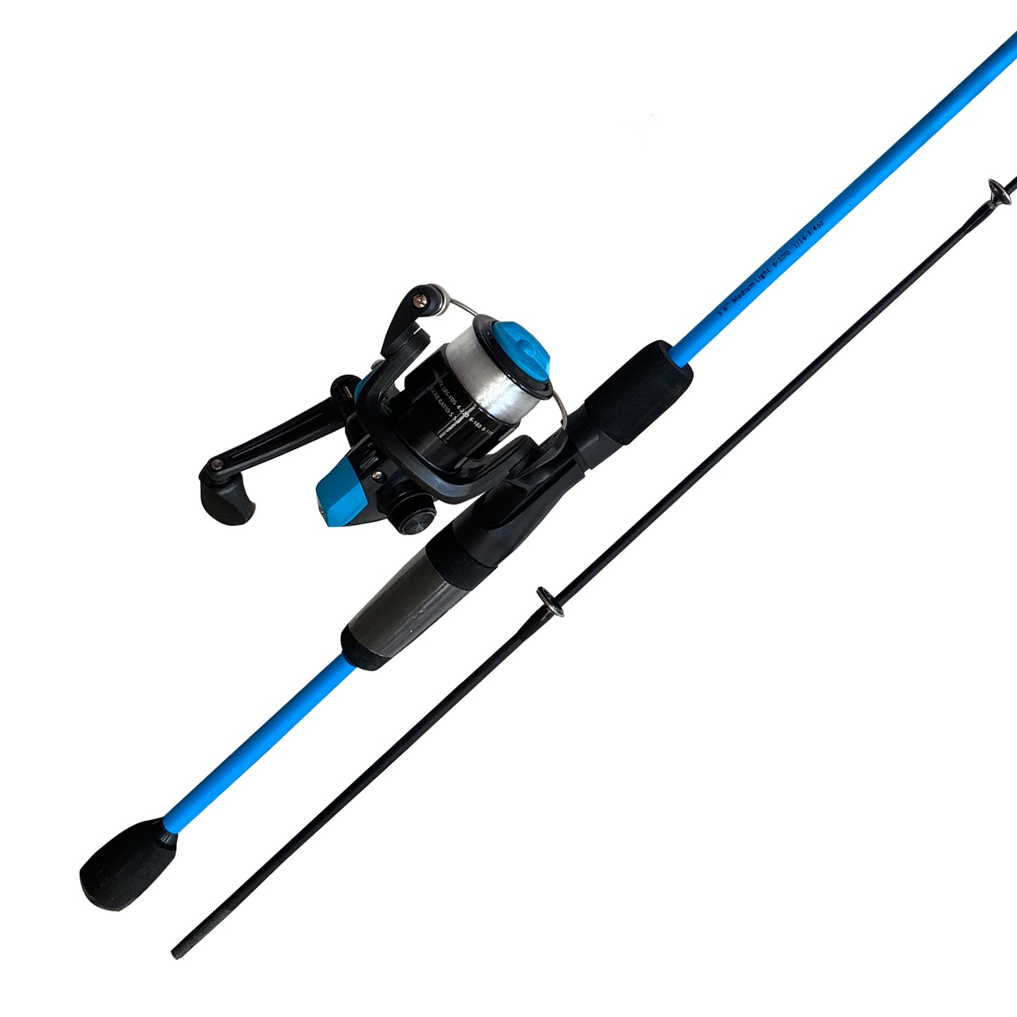 (2 Pack)  Wayfarer Spinning Fishing Rod and Reel Combo, 5-Foot 6-Inch 2-Piece Rod, Size 80 Reel, Left/Right Hand Retrieve, Blue
