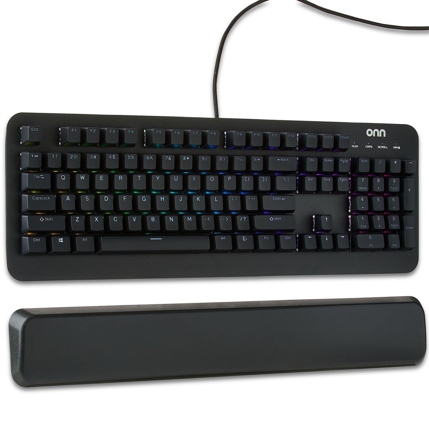 Gaming Mechanical Keyboard with Blue Switches, Adjustable 16.8M LED Lighting, 104 Keys, Black