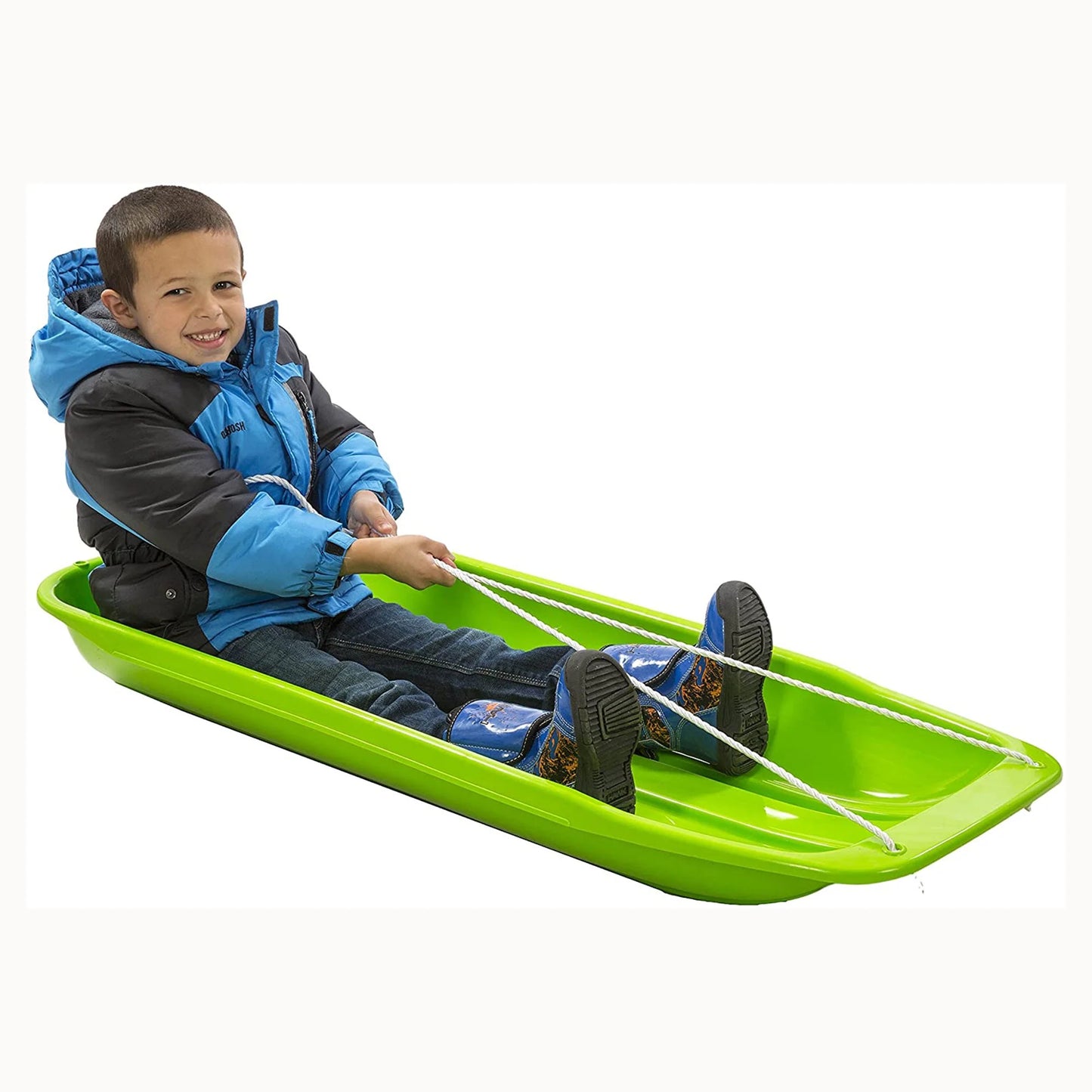 Snow Kids 48 Inch 1 Person Plastic Toboggan Sled, Green