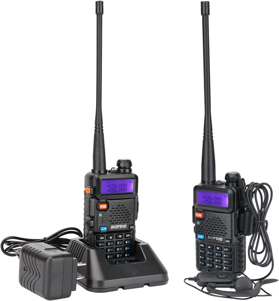 Long Range 100 Mile Walkie Talkie Two Way Radio Charge Headset Waterproof 2 PACK