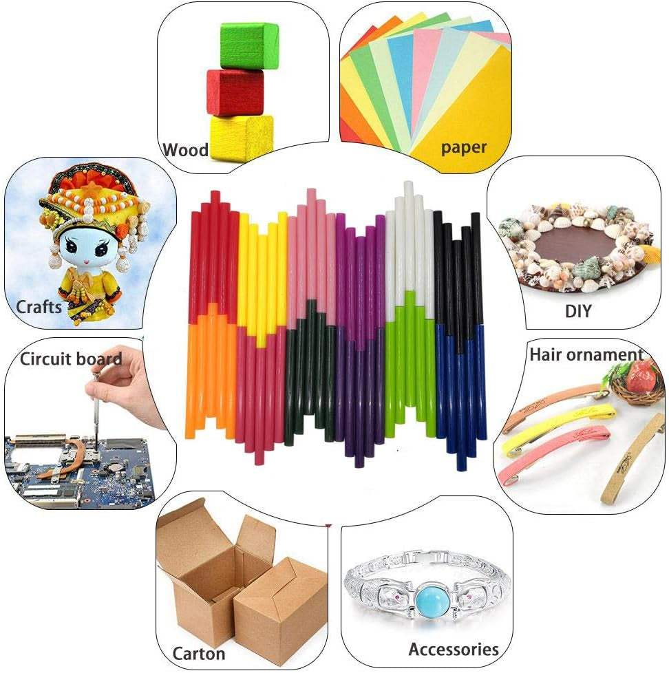 Colored Hot Melt Glue Sticks, Mini Colored Hot Glue Sticks for Arts Crafts, DIY, Home General Repair,Holiday Christmas Gift Crafts,12 Colors,60 Pcs,Diameter 0.28,Length 3.9\