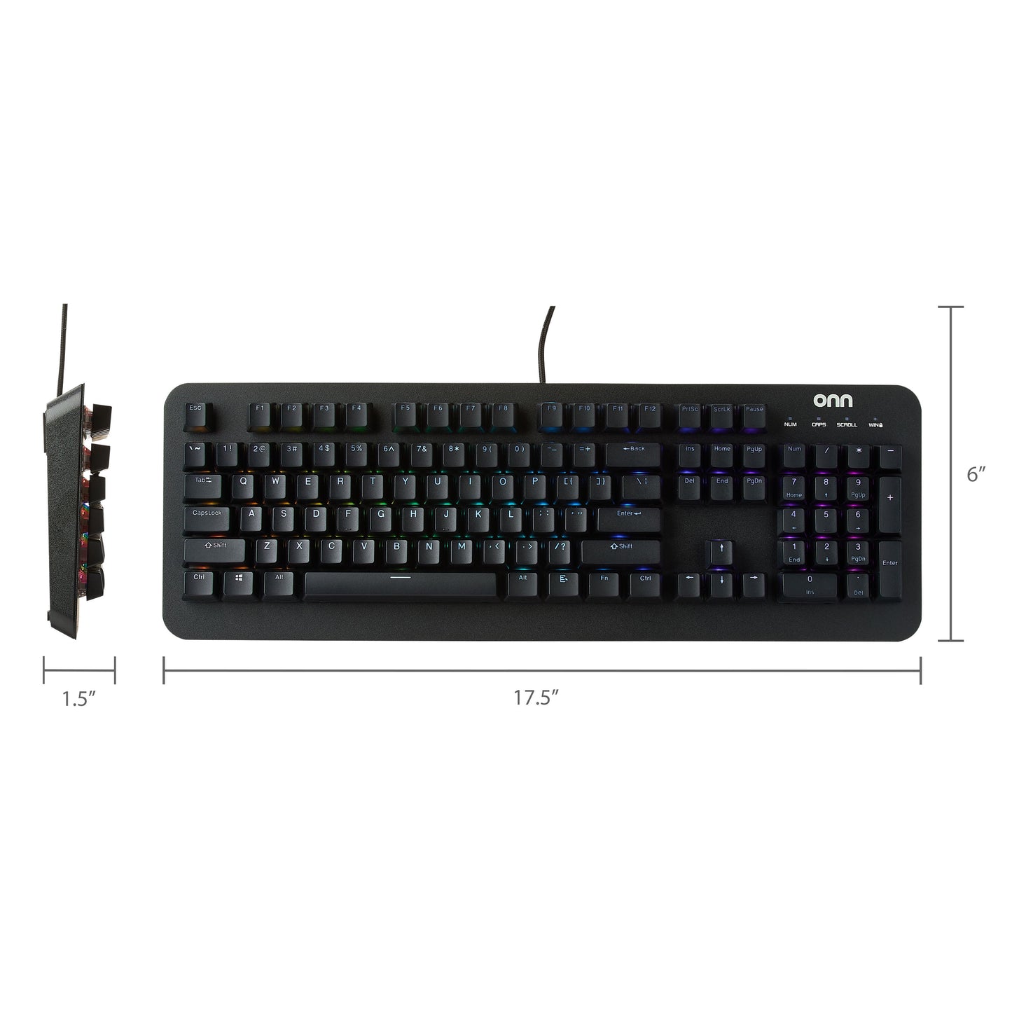 Gaming Mechanical Keyboard with Blue Switches, Adjustable 16.8M LED Lighting, 104 Keys, Black