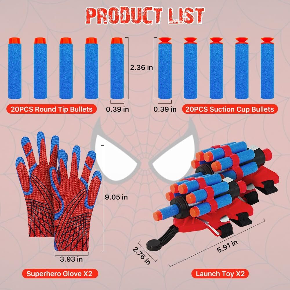 2X Spider Man Glove Cosplay Launcher Spider String Web Shooter Toys for Children