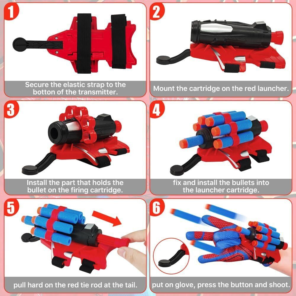 2X Spider Man Glove Cosplay Launcher Spider String Web Shooter Toys for Children