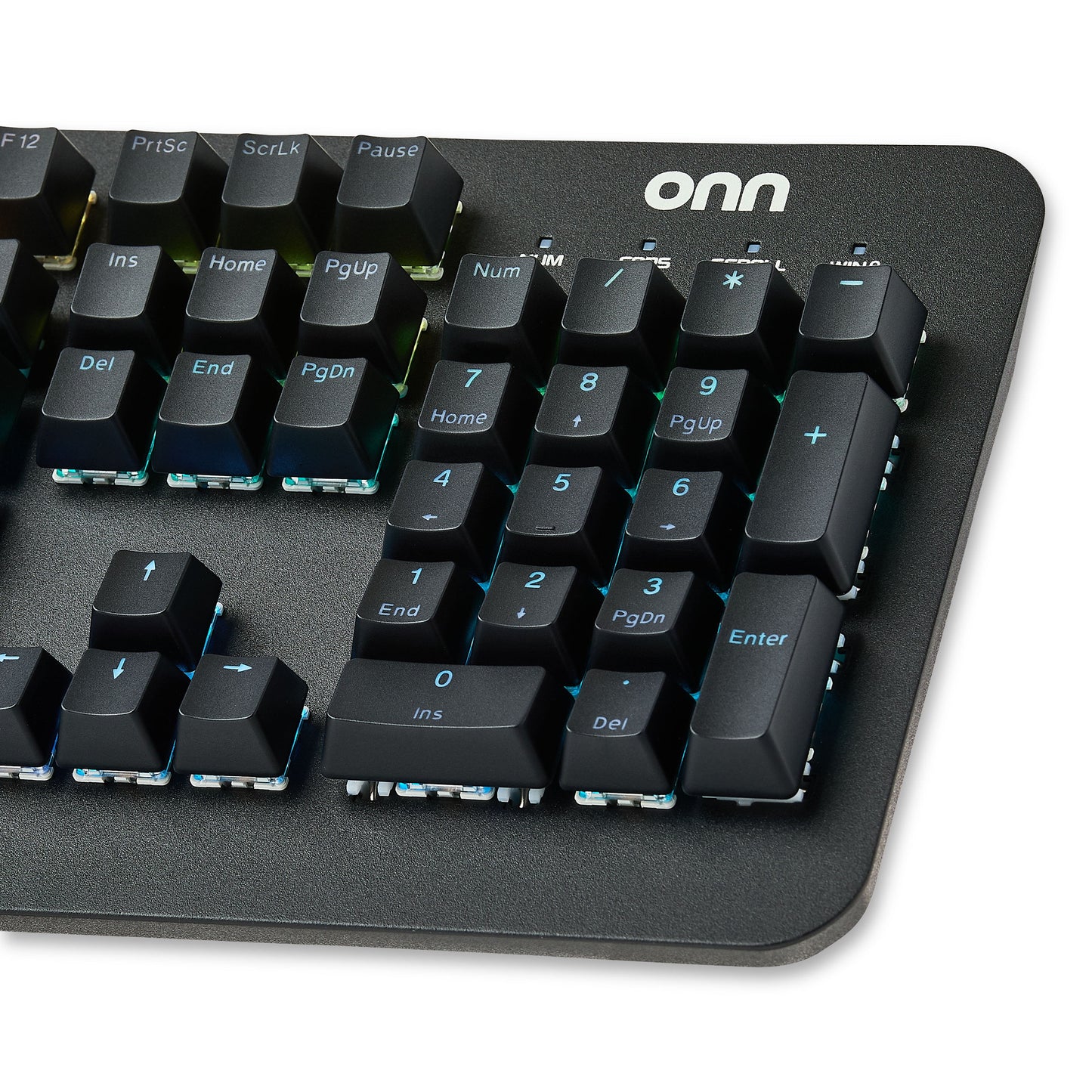 Gaming Mechanical Keyboard with Blue Switches, Adjustable 16.8M LED Lighting, 104 Keys, Black