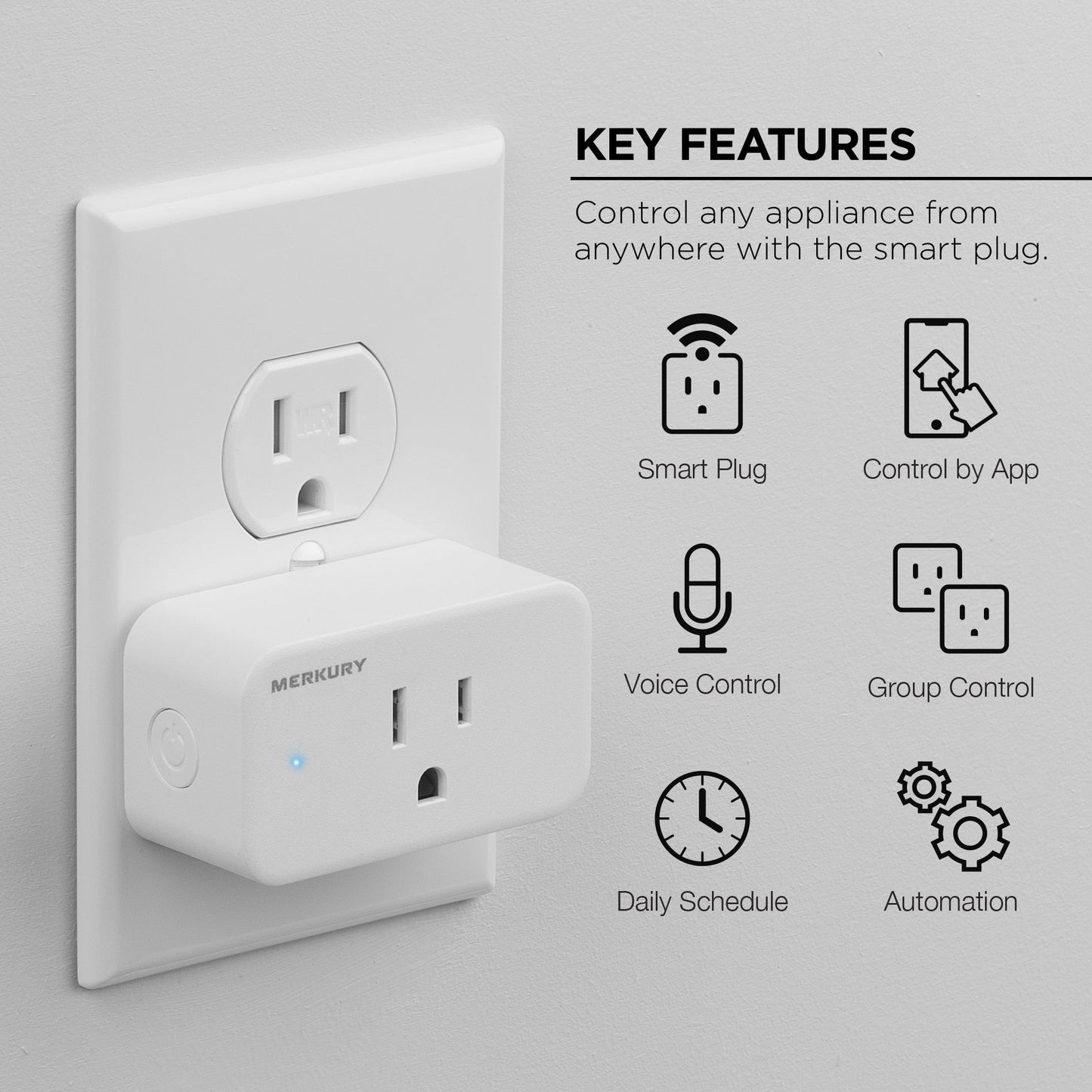 Wi-Fi Plug - Smart Outlet Compatible with Alexa & Google, White (3-Pack)