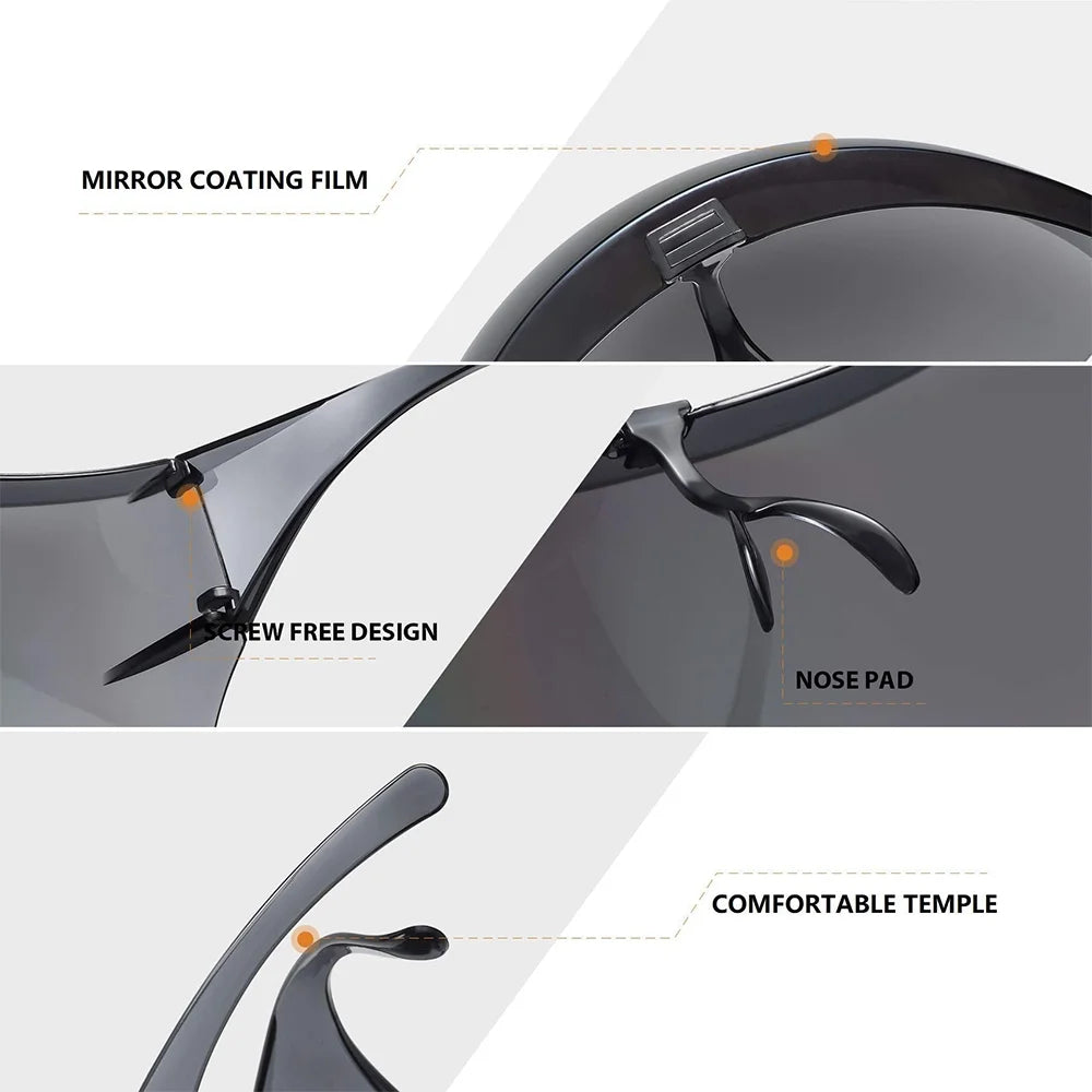 Oversized Huge Big Shield Full Face Polarized Large Mirror Sunglasses, Face Shield Mirrored Visor Glasses/Sunglasses for Men Women, Ideal for Long Term Wear Reusable Sunglasses