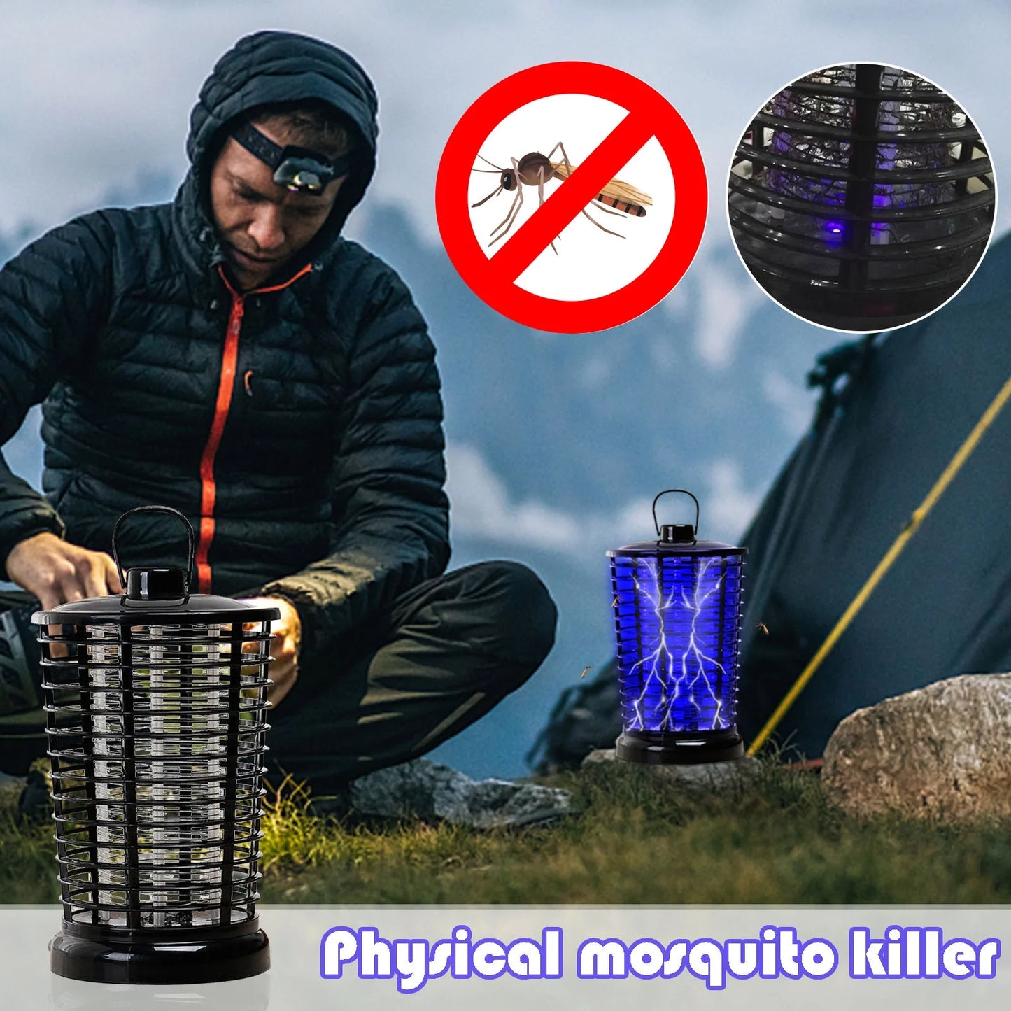 Bug Zapper for Outdoor and Indoor, Electric Mosquito Zapper, Portable Insect Repellent with LED Lamp