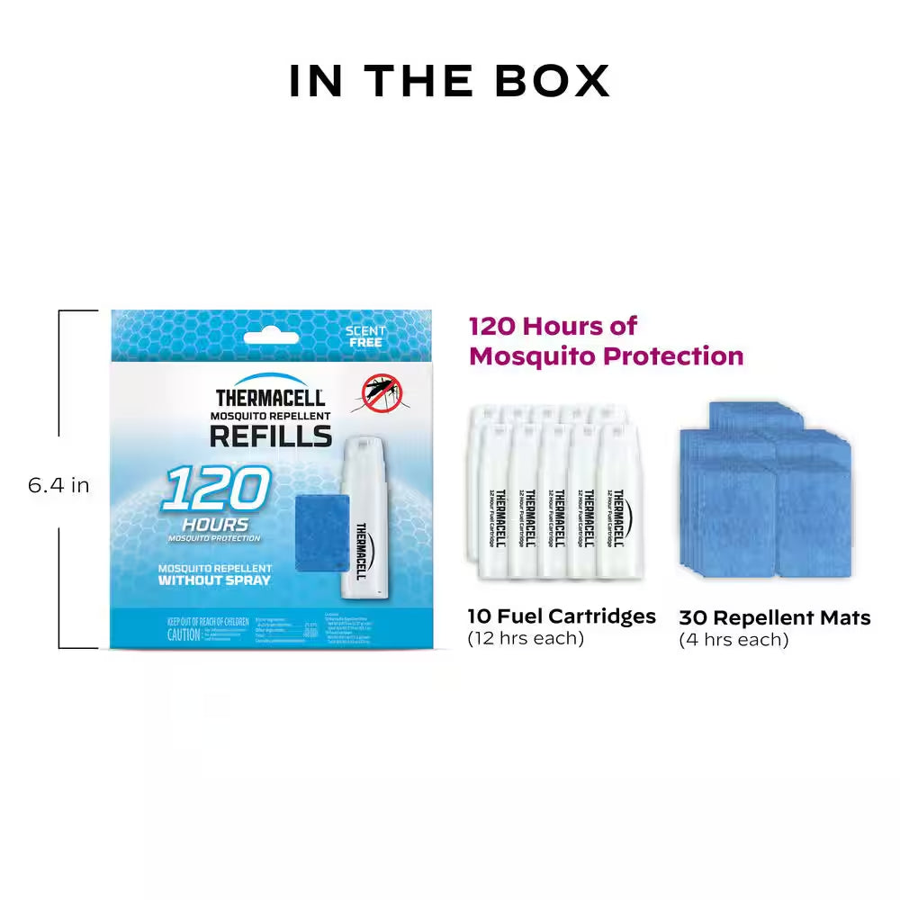 Outdoor Mosquito Repeller Refill 120-Hour Mega Pack (30 Repellent Mats and 10 Butane Cartridges)