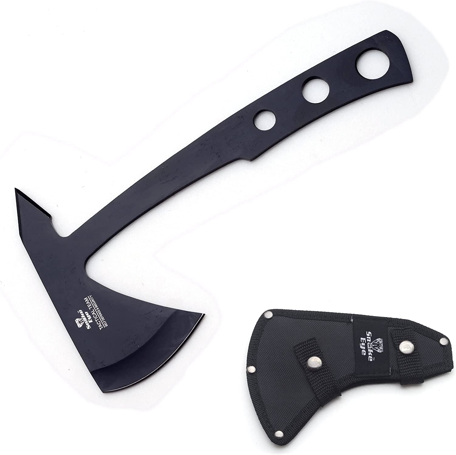 Tomahawk Throwing Knife, 9.5 Inch Overall Length, Stainless Steel Blade, with Nylon Sheath (Black)