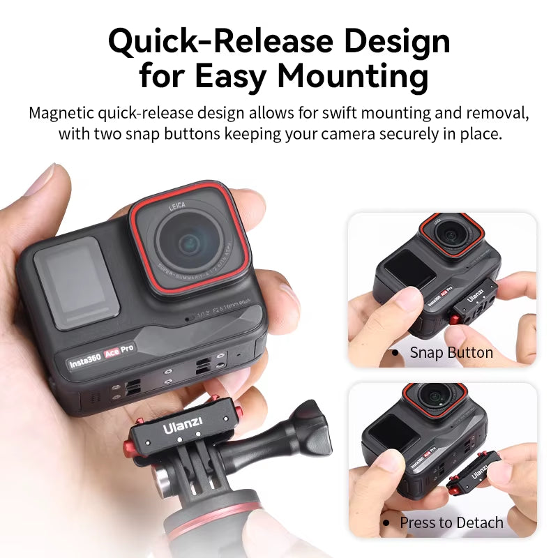 Magnetic Quick Release Mount for Insta360 X4 X3 ONE X2 ONE R ONE X ONE RS Ace Pro Invisible in 360° Shots