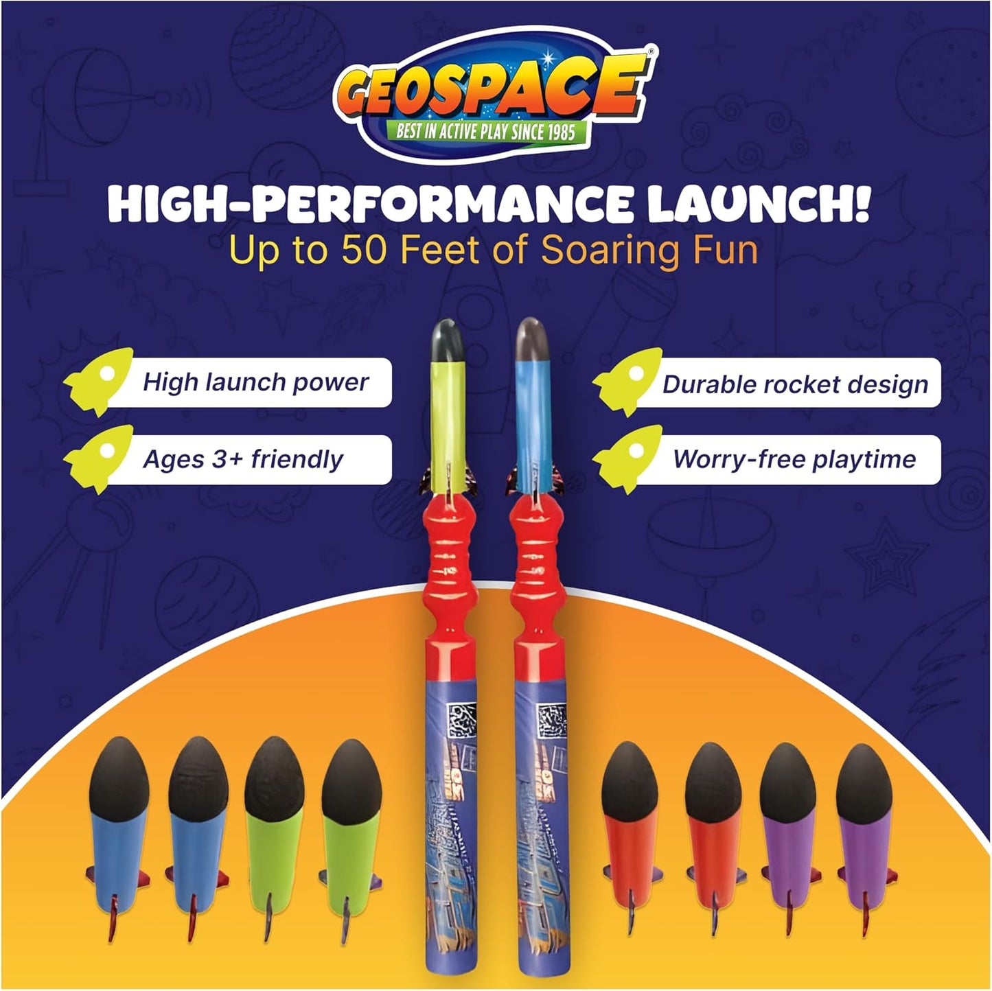Hand Held Pump Rocket Combo Battle Pack – Flying Foam Rockets Outdoor Toys for Kids, Boys & Girls – 19" Set with 2 Launchers & 10 Rockets Set – Hand Stomper Rocket Toy - Cool Toys for Fun