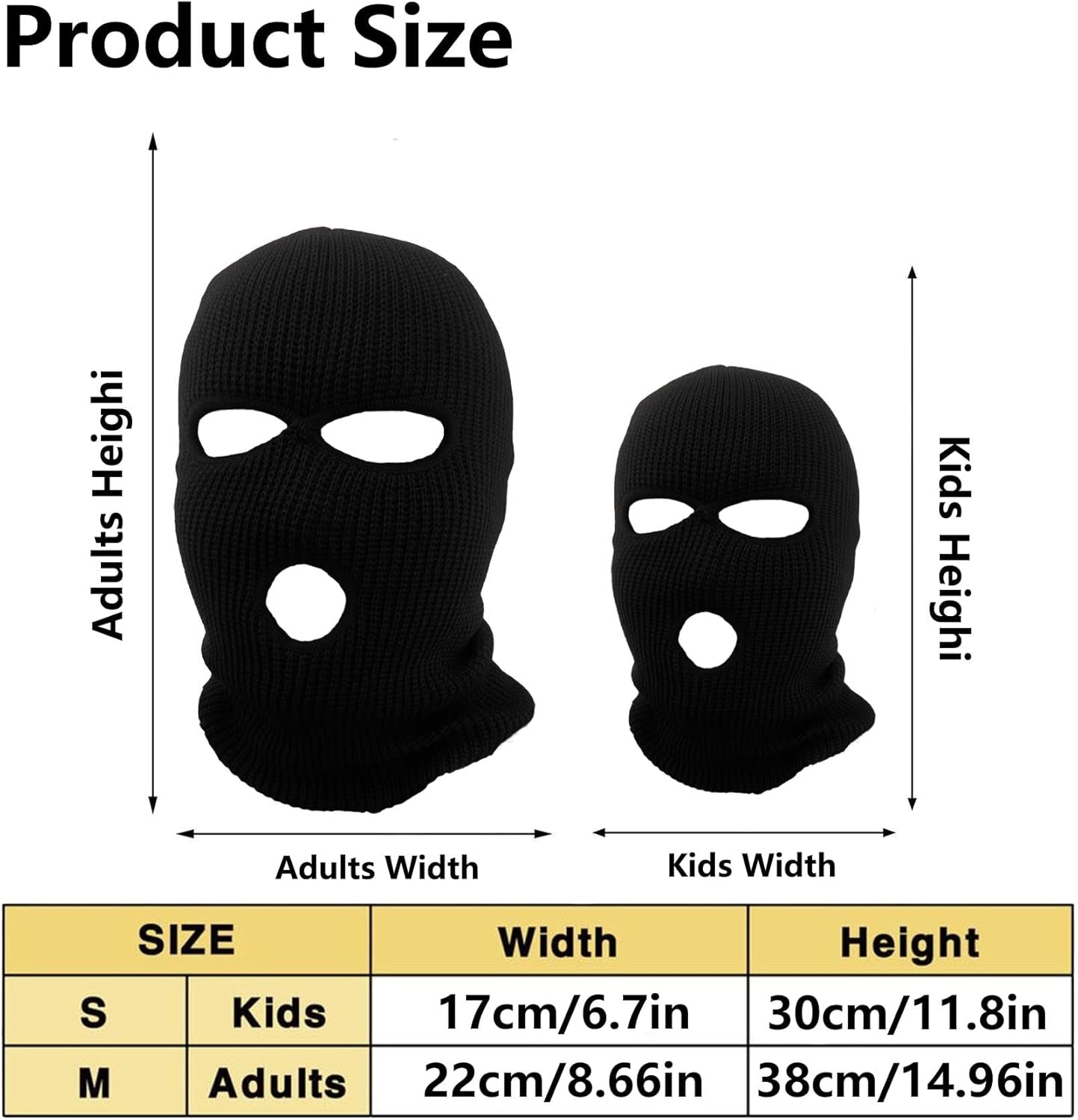 3-Hole Beanie Face Mask Ski-Warm Knit-Men and Women