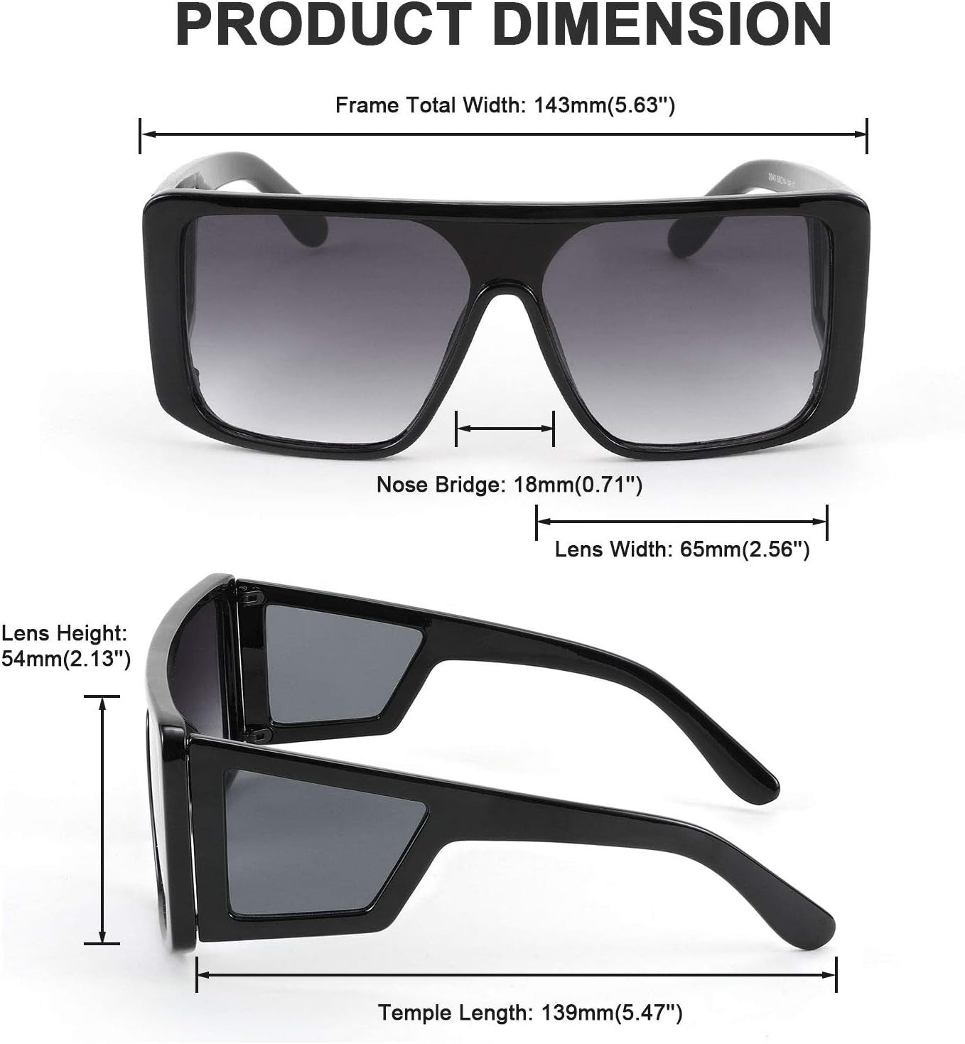 Rectangle Oversized Shield Sunglasses for Women Men Futuristic Rectangula Flat Top One Piece Shades B9037