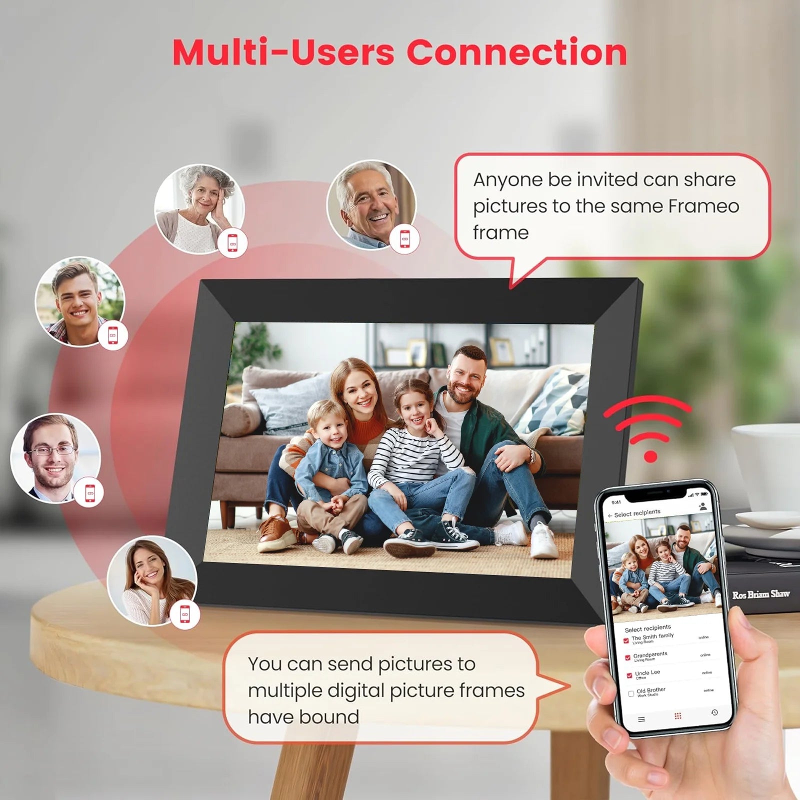 Frameo 10.1” Wifi Digital Picture Frame, 1280X800 HD IPS Touch Screen Photo Frame Electronic, Share Photos/Videos Instantly via from Anywhere