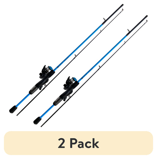 (2 Pack)  Wayfarer Spinning Fishing Rod and Reel Combo, 5-Foot 6-Inch 2-Piece Rod, Size 80 Reel, Left/Right Hand Retrieve, Blue
