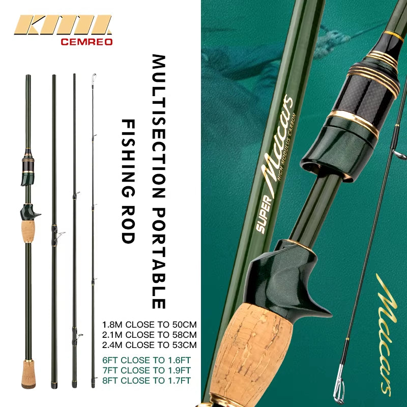 Travel Rod Spinning Casting Carbon Fishing Rod 1.8M/2.1M/2.4M Portable Fishing Rod Good Quality Fishing Tackle MACARS