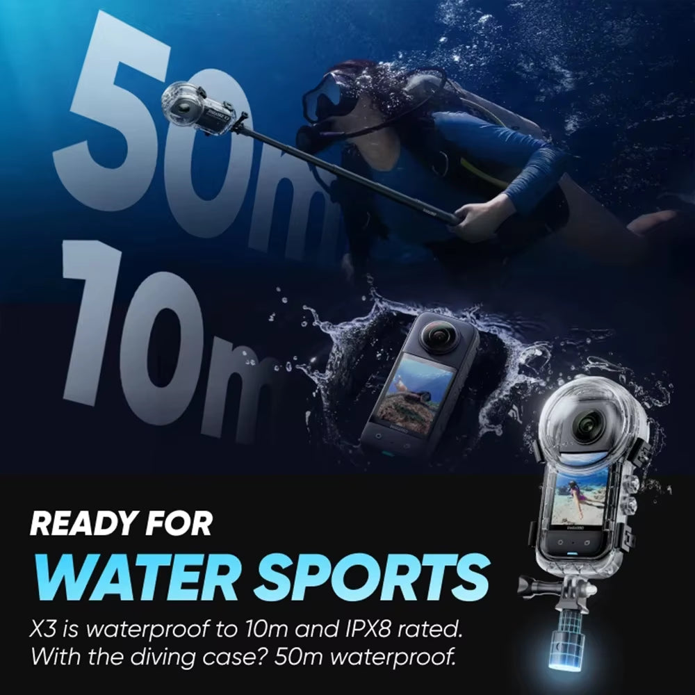 Dive Case for Insta 360 X4 Waterproof Housing Cover for  X4 Invisible Diving Case Underwater 50M Dive Shell Accessories