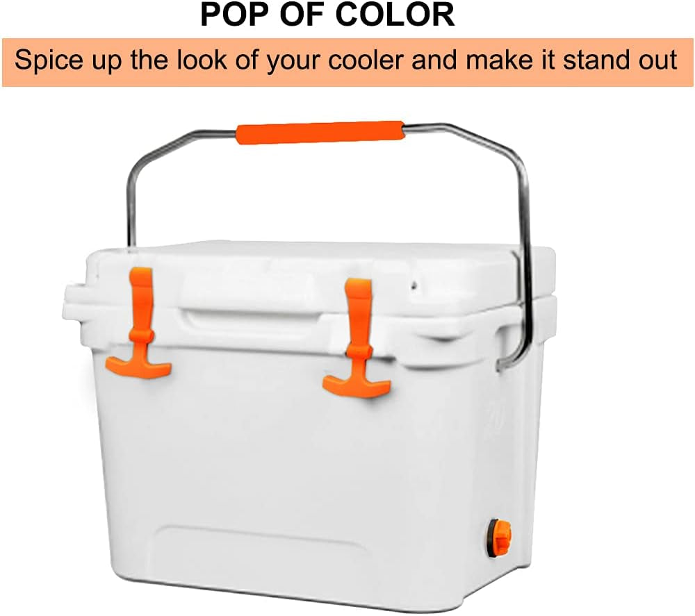 Cooler Drain Plugs & Lid T Latch Straps Replacement for RTIC YETI (2 Orange)