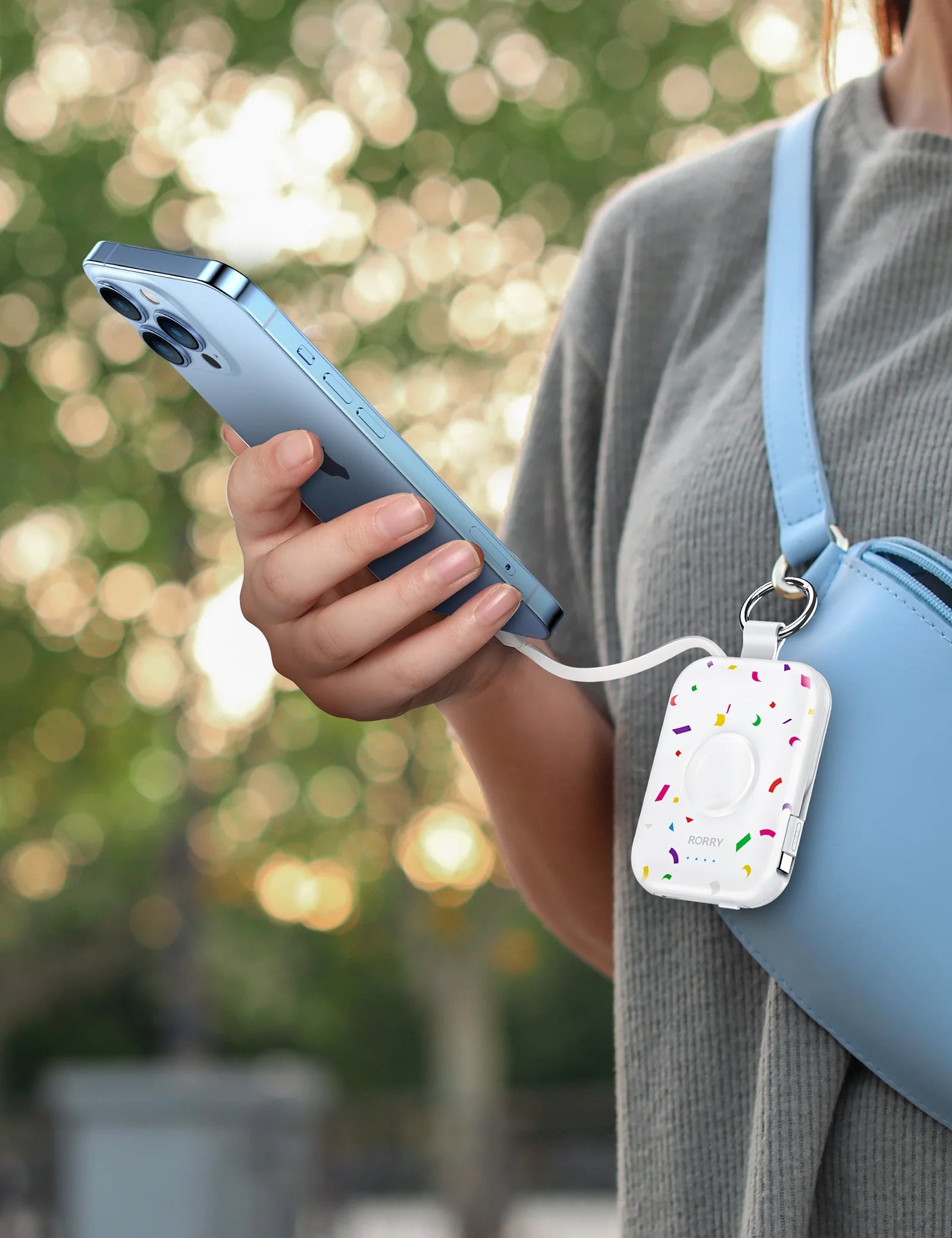 Portable Charger, 5000Mah Power Bank - Apple Watch Charger with Built-In Cables,Travel-Ready Portable Charger for Iphone 17/ 16/15/14 ,Android ,Apple Watch Ultra2/11/10/9/8, Confetti-White