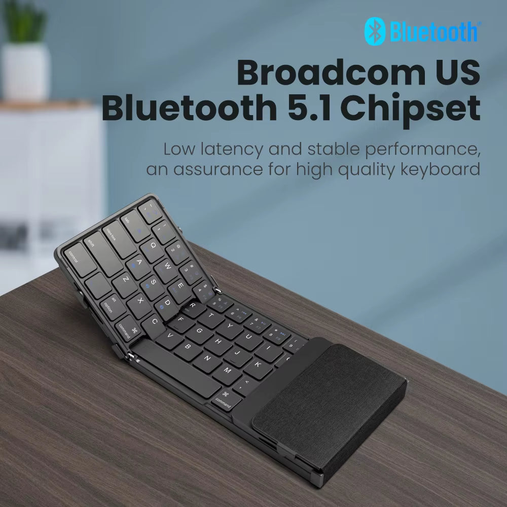 Wireless Folding Keyboard with Touchpad Rechargeable Foldable Bluetooth Keyboard for Tablet Ipad Iphone